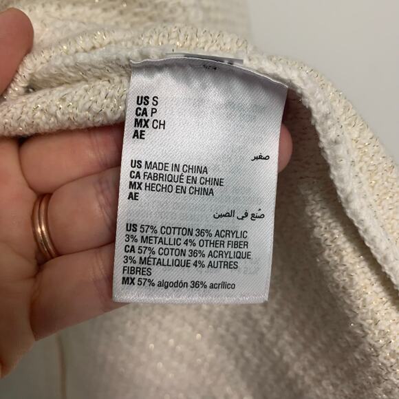 JM Collection Women's Brooch Topper Eggshell Cotton Blend Cardigan Top Size S - Picture 7 of 7